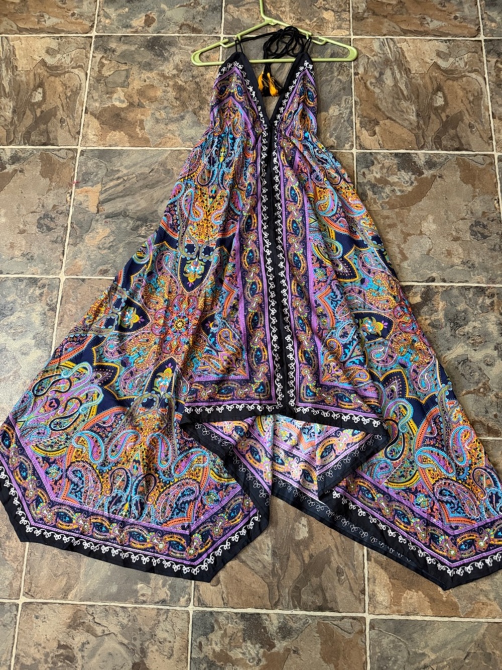 Advance Apparels Multicolor Paisley Halter Asymmetrical Maxi Dress